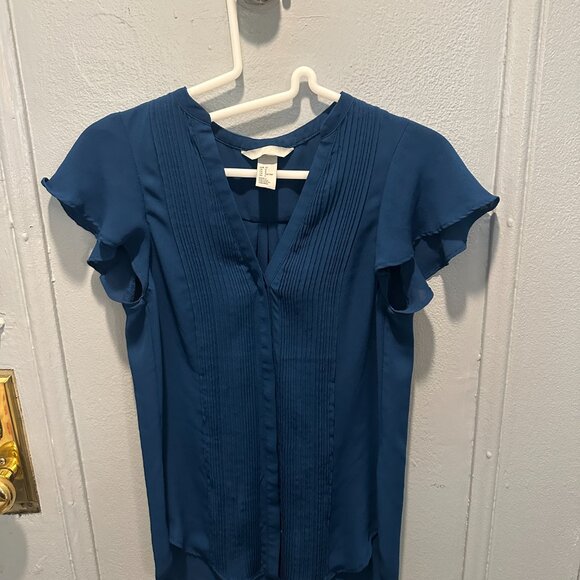 TEAL BLOUSE WITH PIN-TUCKS - Picture 3 of 4